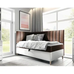 Lit continental Baltimore 164, Unique, Marron, Faux cuir, Disponible>Mobilier1 Online