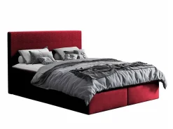 Mobilier1 Lit continental Baltimore 126, Double, Rouge, Tissu, Disponible* Ensemble Sommier Et Matelas