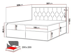 Mobilier1 Lit continental Baltimore 159, Double, Noir, Tissu, Disponible* Ensemble Sommier Et Matelas