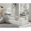Mobilier1 Lit continental Baltimore 179, Unique, Brun clair, Faux cuir* Ensemble Sommier Et Matelas