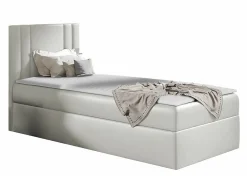 Mobilier1 Lit continental Baltimore 179, Unique, Brun clair, Faux cuir* Ensemble Sommier Et Matelas