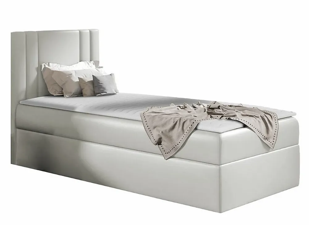 Mobilier1 Lit continental Baltimore 179, Unique, Brun clair, Faux cuir* Ensemble Sommier Et Matelas