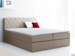 Lit continental Baltimore 127, Double, Brun clair, Tissu, Disponible>Mobilier1 New