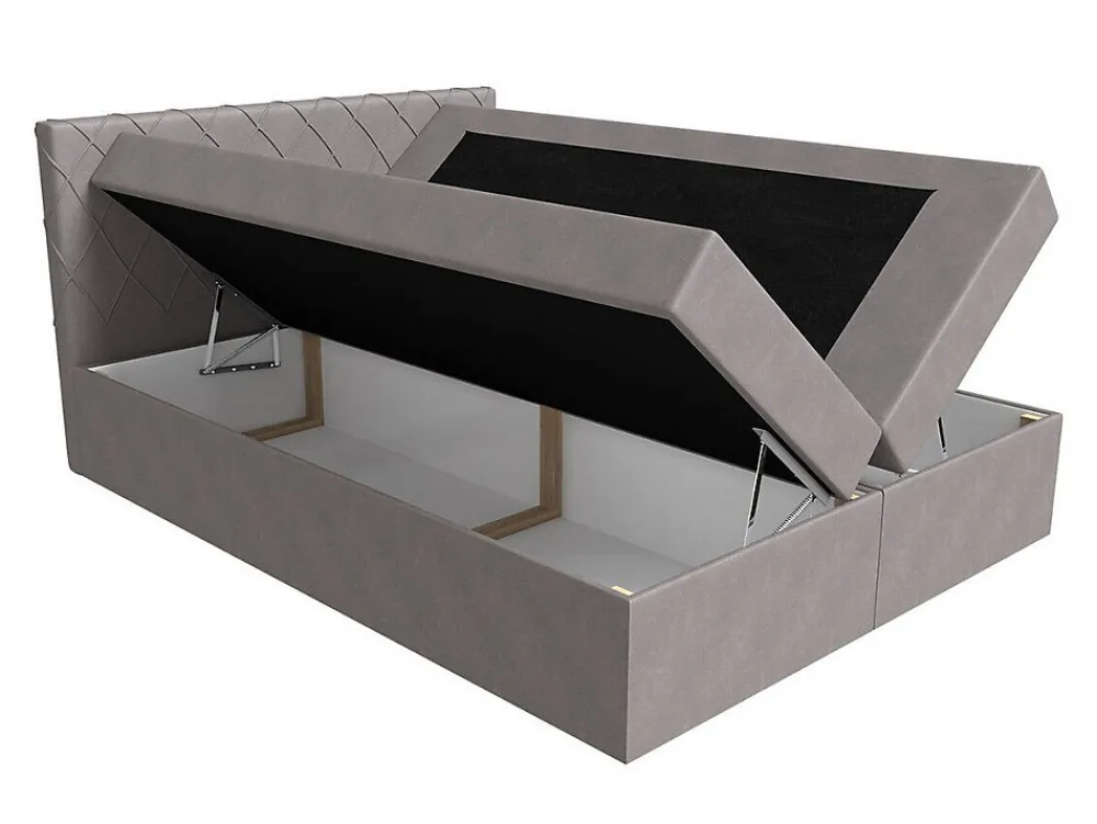 Lit continental Baltimore 127, Double, Brun clair, Tissu, Disponible>Mobilier1 New
