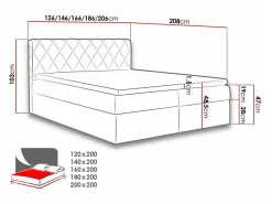 Lit continental Baltimore 127, Double, Brun clair, Tissu, Disponible><noscript><img width=