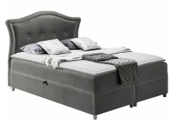 Lit continental Baltimore 135, Double, Gris, Tissu, Disponible>Mobilier1 Discount