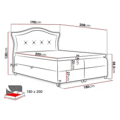 Lit continental Baltimore 135, Double, Gris, Tissu, Disponible><noscript><img width=