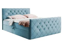 Lit continental Baltimore 158, Double, Bleu, Tissu, Disponible>Mobilier1 Online