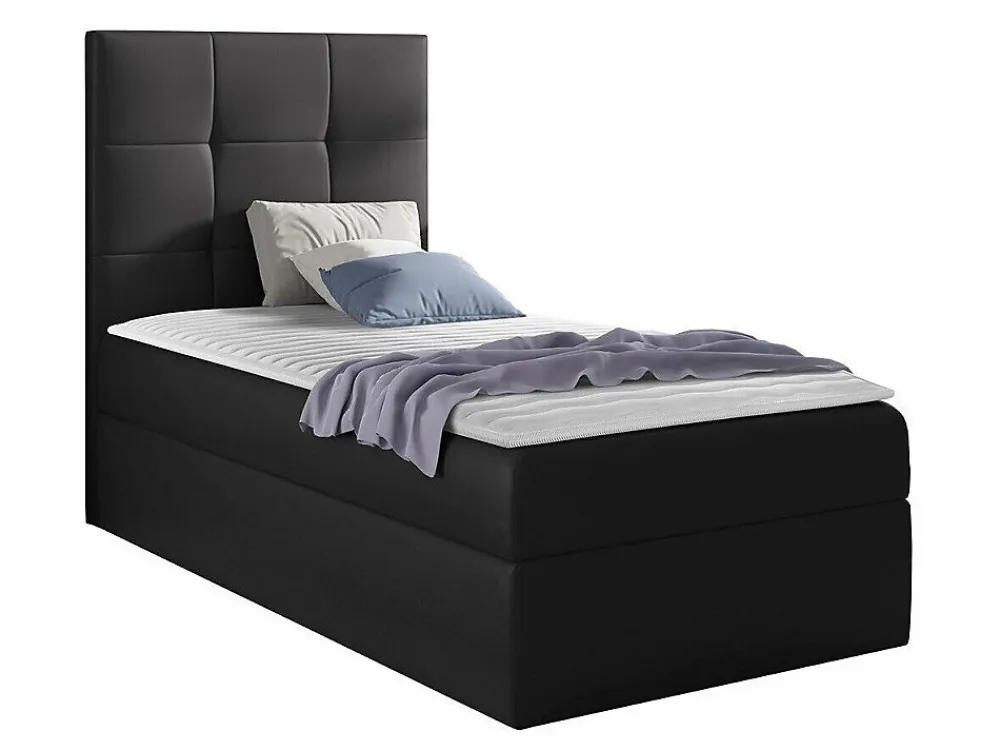 Lit continental Baltimore 180, Unique, Gris, Faux cuir, Disponible>Mobilier1 Sale