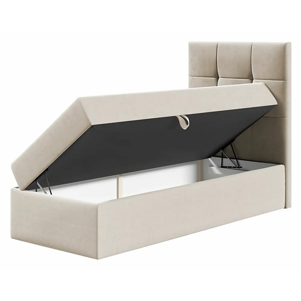 Lit continental Baltimore 180, Unique, Gris, Faux cuir, Disponible>Mobilier1 Sale
