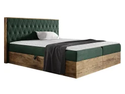 Mobilier1 Lit continental Baltimore 190, Unique, Vert, Tissu, Disponible* Ensemble Sommier Et Matelas