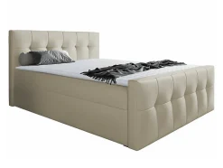 Lit continental Baltimore 138, Unique, Brun clair, Faux cuir>Mobilier1 Outlet