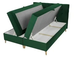Mobilier1 Lit continental Baltimore 130, Double, Bleu, Tissu, Disponible* Ensemble Sommier Et Matelas