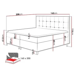 Mobilier1 Lit continental Baltimore 130, Double, Bleu, Tissu, Disponible* Ensemble Sommier Et Matelas
