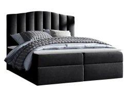 Lit continental Baltimore 153, Double, Noir, Tissu, Disponible>Mobilier1 Hot