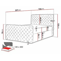 Mobilier1 Lit continental Baltimore 186, Unique, Brun clair, Tissu, Disponible* Ensemble Sommier Et Matelas
