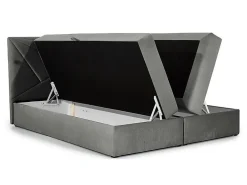 Mobilier1 Lit continental Baltimore 144, Unique, Noir, Tissu, Disponible* Ensemble Sommier Et Matelas