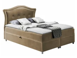 Lit continental Baltimore 135, Unique, Brun clair, Tissu, Disponible>Mobilier1