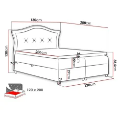 Lit continental Baltimore 135, Unique, Brun clair, Tissu, Disponible><noscript><img width=