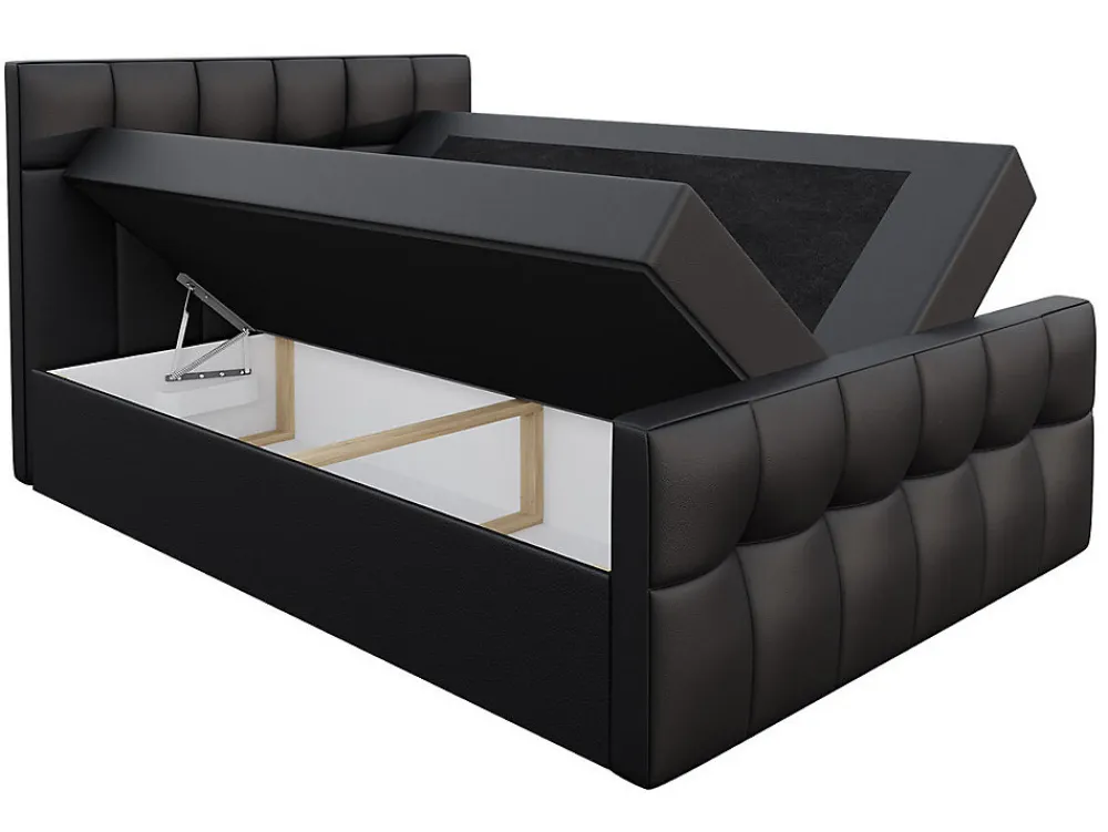 Lit continental Baltimore 138, Double, Rouge, Faux cuir, Disponible>Mobilier1