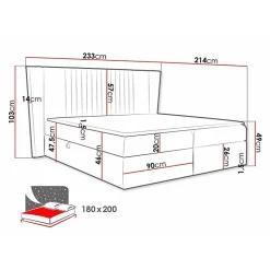 Lit continental Baltimore 184, Double, Vert, Tissu, Disponible><noscript><img width=