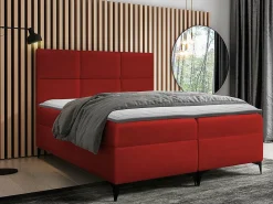 Lit continental Baltimore 133, Unique, Rouge, Tissu, Disponible>Mobilier1 New