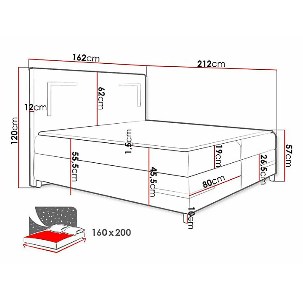 Lit continental Baltimore 173, Double, Marron, Tissu, Disponible>Mobilier1 Clearance