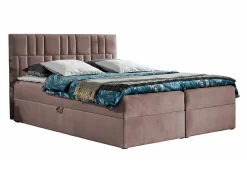 Mobilier1 Lit continental Baltimore 143, Double, Rose, Tissu, Disponible* Ensemble Sommier Et Matelas