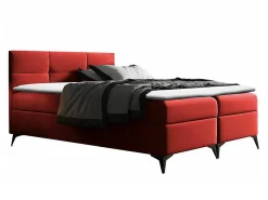 Lit continental Baltimore 134, Double, Rouge, Faux cuir, Disponible>Mobilier1 Outlet