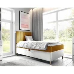 Mobilier1 Lit continental Baltimore 170, Unique, Jaune, Faux cuir, Disponible* Ensemble Sommier Et Matelas