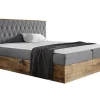 Lit continental Baltimore 190, Double, Gris, Tissu, Disponible>Mobilier1