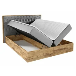 Lit continental Baltimore 190, Double, Gris, Tissu, Disponible><noscript><img width=