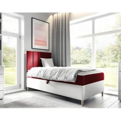 Lit continental Baltimore 170, Unique, Rouge, Faux cuir, Disponible>Mobilier1 Best