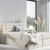 Mobilier1 Lit continental Baltimore 157, Unique, Brun clair, Tissu, Disponible* Ensemble Sommier Et Matelas