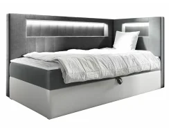 Mobilier1 Lit continental Baltimore 172, Unique, Gris, Faux cuir, Disponible* Ensemble Sommier Et Matelas
