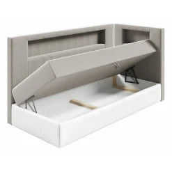 Mobilier1 Lit continental Baltimore 172, Unique, Gris, Faux cuir, Disponible* Ensemble Sommier Et Matelas