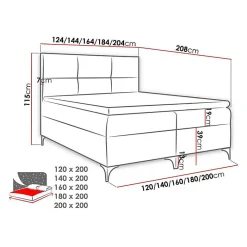 Mobilier1 Lit continental Baltimore 133, Double, Rouge, Tissu, Disponible* Ensemble Sommier Et Matelas