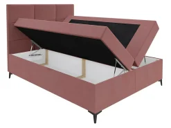 Mobilier1 Lit continental Baltimore 133, Double, Rouge, Tissu, Disponible* Ensemble Sommier Et Matelas