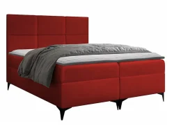Mobilier1 Lit continental Baltimore 133, Double, Rouge, Tissu, Disponible* Ensemble Sommier Et Matelas