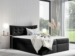 Lit continental Baltimore 157, Double, Gris, Tissu, Disponible>Mobilier1