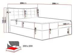 Lit continental Baltimore 157, Double, Gris, Tissu, Disponible><noscript><img width=