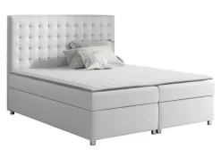 Mobilier1 Lit continental Baltimore 115, Double, Blanc, Faux cuir, Disponible* Ensemble Sommier Et Matelas
