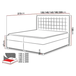 Mobilier1 Lit continental Baltimore 115, Double, Blanc, Faux cuir, Disponible* Ensemble Sommier Et Matelas