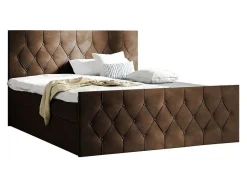 Lit continental Baltimore 161, Double, Marron, Tissu, Disponible>Mobilier1