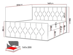 Lit continental Baltimore 161, Double, Marron, Tissu, Disponible><noscript><img width=