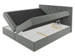 Lit continental Baltimore 159, Double, Noir, Tissu, Disponible><noscript><img width=