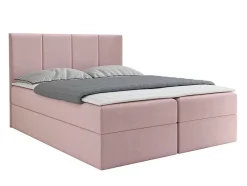 Mobilier1 Lit continental Baltimore 147, Double, Rose, Tissu, Disponible* Ensemble Sommier Et Matelas