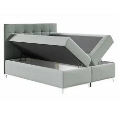 Mobilier1 Lit continental Baltimore 185, Double, Marron, Tissu, Disponible* Ensemble Sommier Et Matelas
