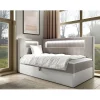 Mobilier1 Lit continental Baltimore 172, Unique, Brun clair, Faux cuir* Ensemble Sommier Et Matelas