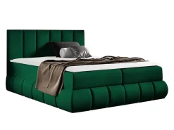 Mobilier1 Lit continental Baltimore 152, Double, Vert, Tissu, Disponible* Ensemble Sommier Et Matelas
